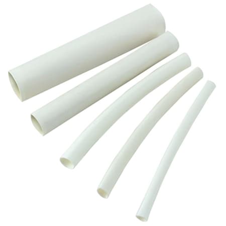 Vortex Heat Shrink Tube, 2:1 I.D. Shrink Ratio, White, 5 PK VO3866676